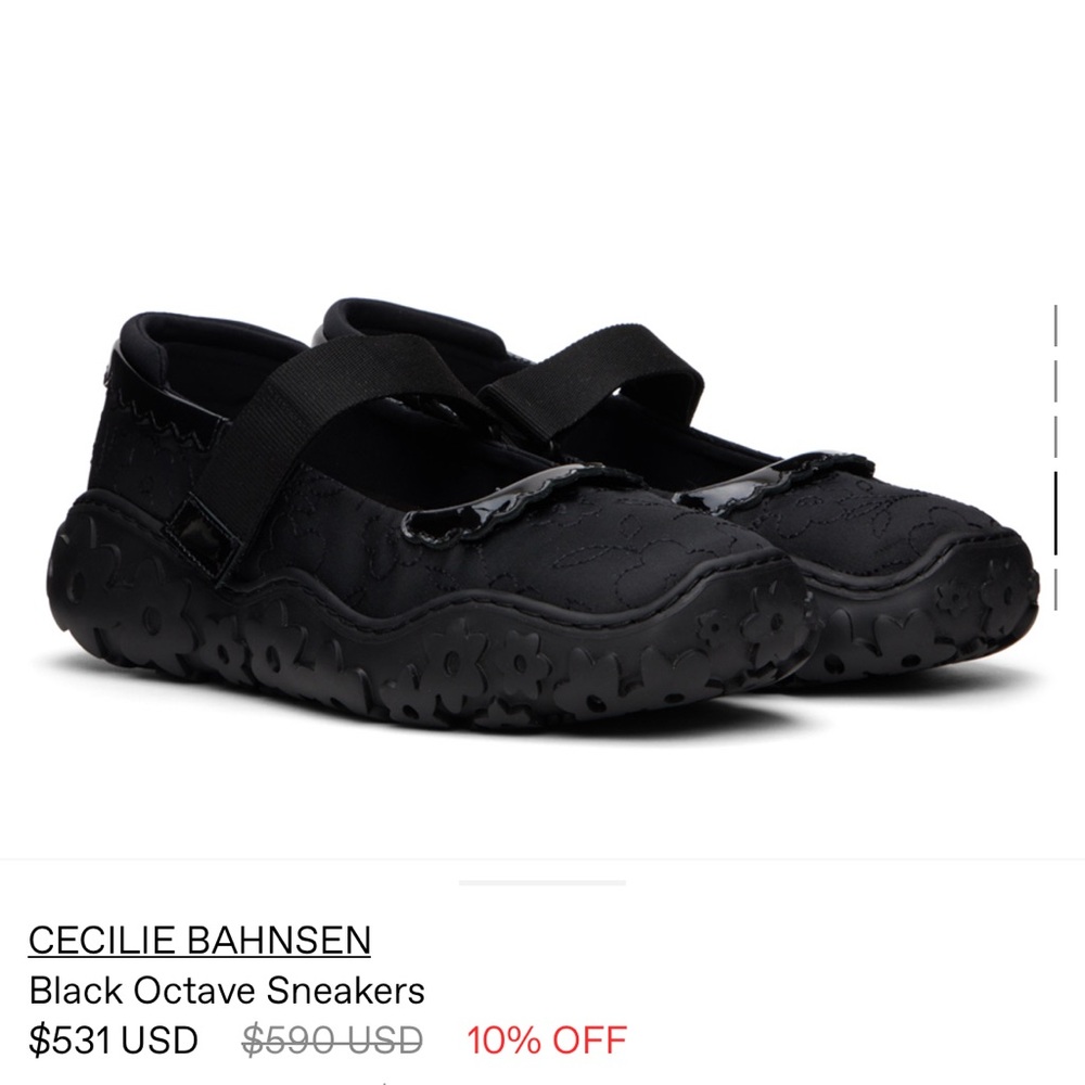 Cecilie Bahnsen Octave Black Floral Sneaker Size 37/7